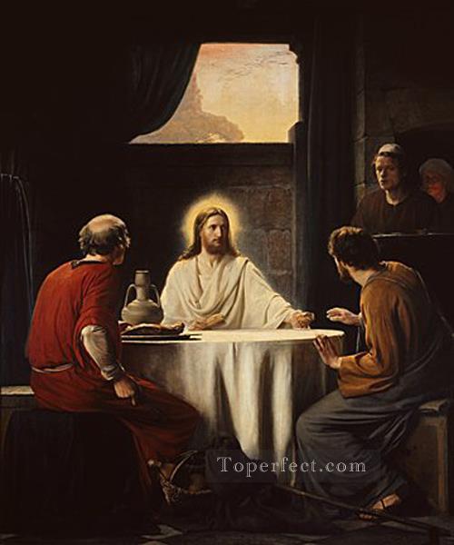 Christ Emaus religion Carl Heinrich Bloch Oil Paintings